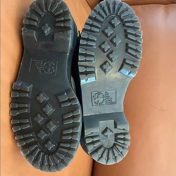 Dr. Martens Cow Print Piny Hair Platform Boots - Picture 5 of 5